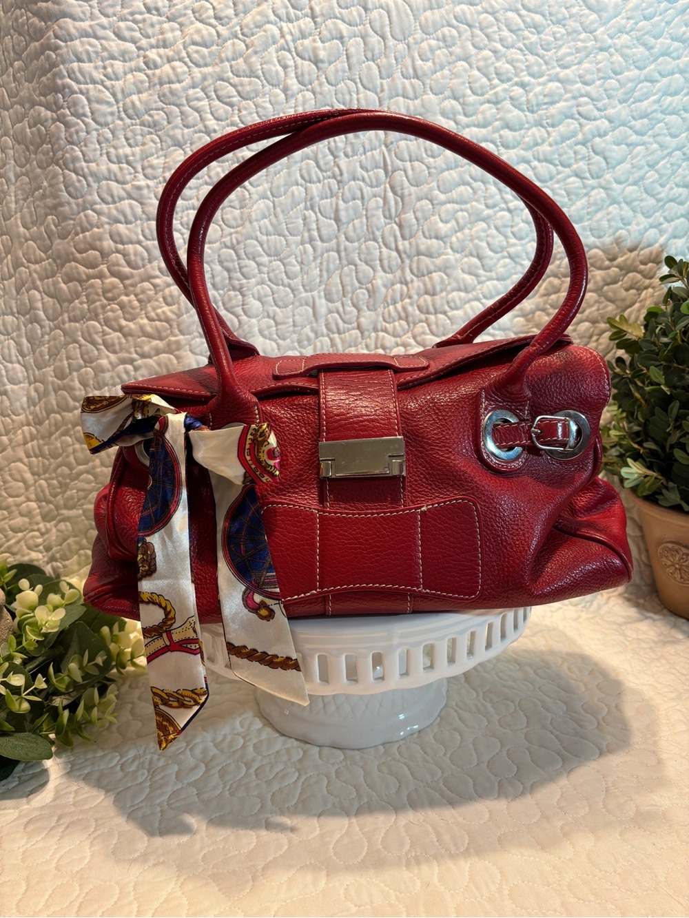 Vera Pelle Red Leather Satchel